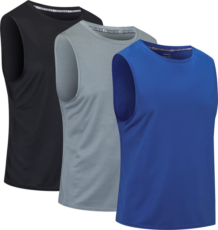 LUWELL PRO Compression Tops for Men Quick Dry 3 Pack Vest Tops T Shirts Mens Running Tank Top for Training,Basketball,Gym 
