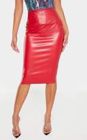 Thumbnail for your product : PrettyLittleThing Ecru Basic Faux Leather Midi Skirt