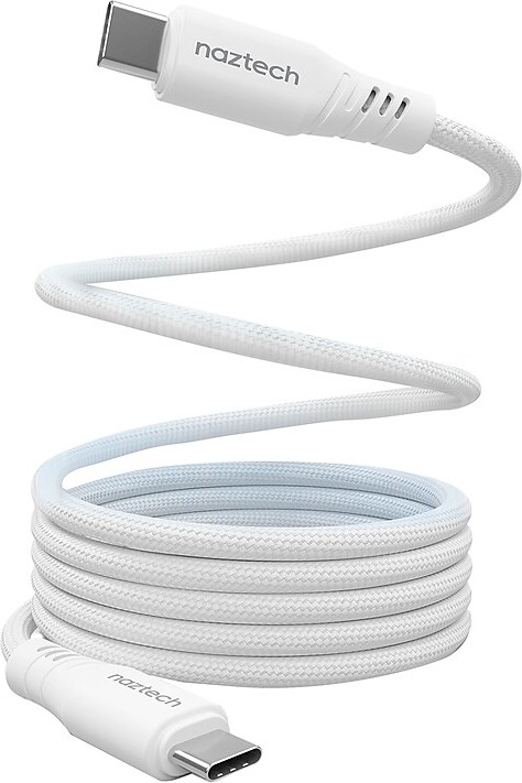Naztech REcoil Magnetic USB-C to USB-C Braided Cable, 6 ft., White (16049)