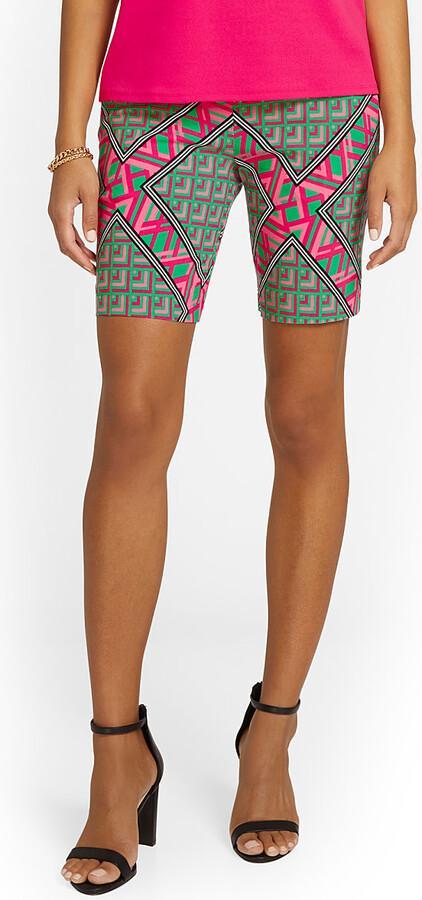 New York and Company Whitney High-Waisted Pull-On 8-Inch Short -  Geometric-Print - ShopStyle