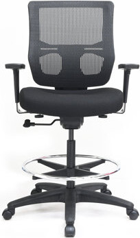 Eurotech Seating Apollo II Extended Height Swivel Office Stool with TEMPUR® Cushioned Seat, Mesh Back, and Foot Ring