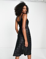 Thumbnail for your product : Lola May scoop neck satin midi dress in diamond print