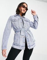 Thumbnail for your product : Object denim jacket with tie waist in light blue
