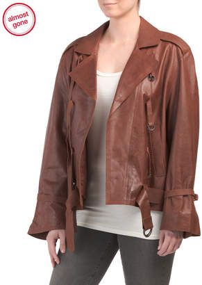 Oversized Trapunto Leather Jacket
