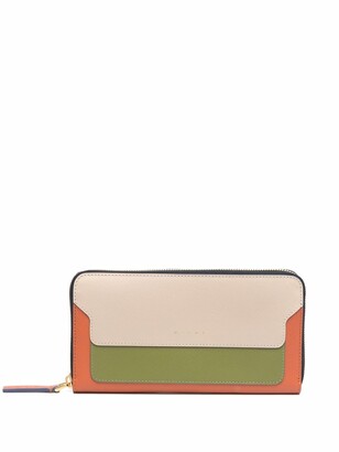 Marni Colour-Block Zip Leather Wallet