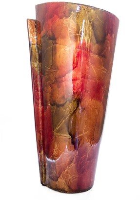 HomeRoots Zola Copper Red Gold Ceramic Foiled and Lacquered Tapered Vase