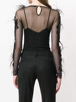 Thumbnail for your product : Amen sheer feather trim body