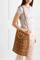 Thumbnail for your product : Cult Gaia Riya Beaded Bamboo And Wood Tote - Brown