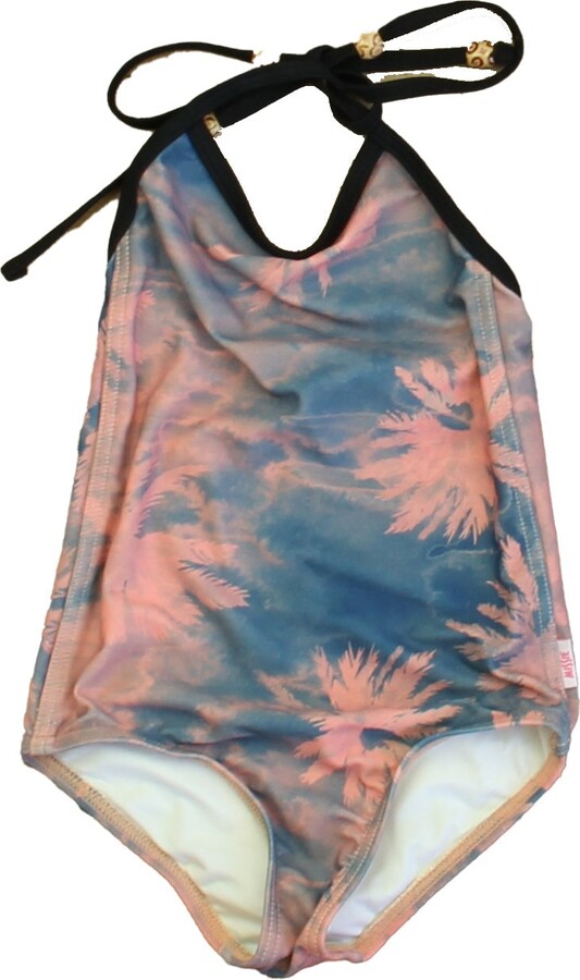 Munster Girls Blue Pink Palm Trees 1-piece Swimsuit
