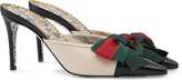 Thumbnail for your product : Gucci Leather mid-heel slide with Web bow