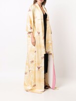 Thumbnail for your product : A.N.G.E.L.O. Vintage Cult 1970s Floral Square-Sleeved Jacquard Silk Robe