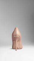 Thumbnail for your product : Burberry Deerskin Peep-toe Pumps