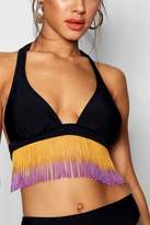 Thumbnail for your product : boohoo Paris Halterneck Ombre Tassel Bikini