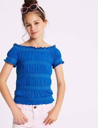 Marks and Spencer Short Sleeve Shirred Top (3-16 Years)