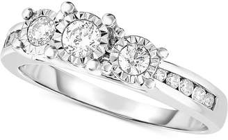 TruMiracleandreg; Diamond Trinity Engagement Ring (1/2 ct. t.w.) in 14k White Gold