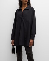 Thumbnail for your product : Eileen Fisher Long-Sleeve Spread-Collar Poplin Tunic