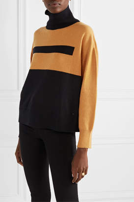 Akris Color-block Cashmere Turtleneck Sweater - Black