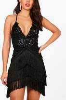 Thumbnail for your product : boohoo Boutique Sequin and Tassel Bodycon Dress