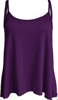 R KON New Women's Ladies Plain Cami Vest Sleeveless Swing Camisole Top (16/18, )