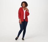 Thumbnail for your product : H by Halston Drop Shoulder 3/4-Sleeve Textured Stripe Cardigan