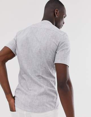 ASOS Design DESIGN Tall skinny fit textured shirt in light grey