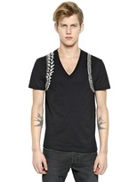 Thumbnail for your product : Alexander McQueen Spine Printed V Neck Cotton T-Shirt