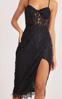 Thumbnail for your product : PrettyLittleThing Brielle Black Strappy Lace Wrap Over Midi Dress