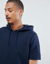 Thumbnail for your product : ASOS Design DESIGN hoodie in navy with short sleeves