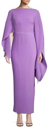 SOLACE London Adami Pleated Asymmetric Sleeve Gown