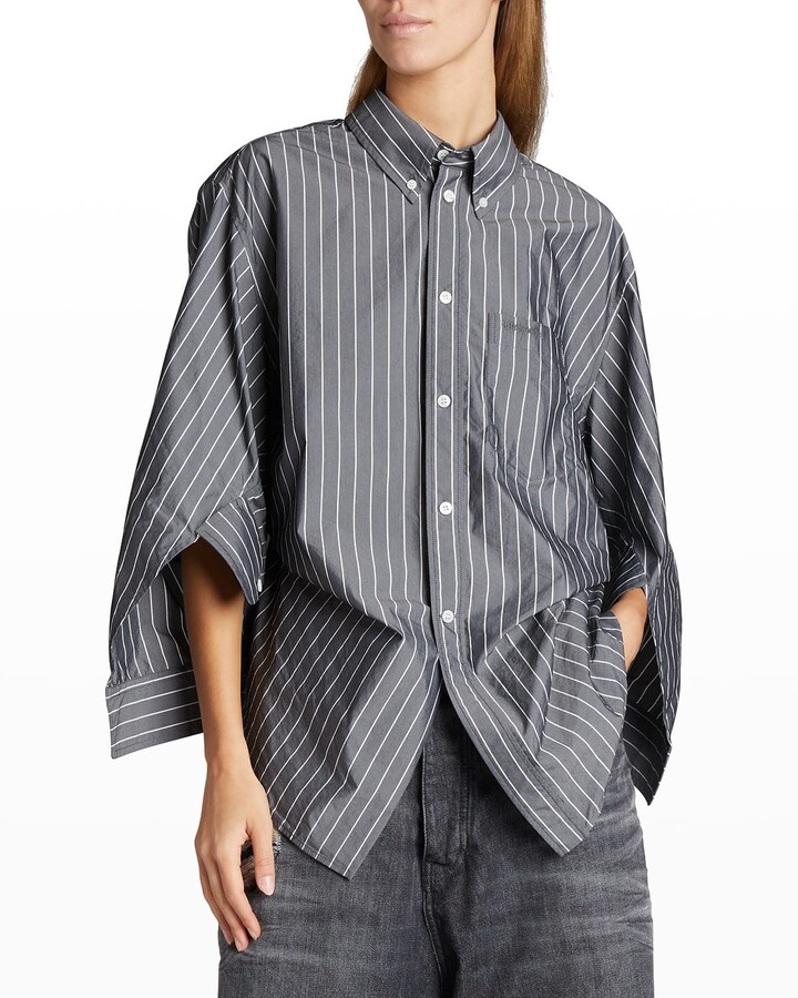 Balenciaga Striped Swing Shirt - ShopStyle Long Sleeve Tops