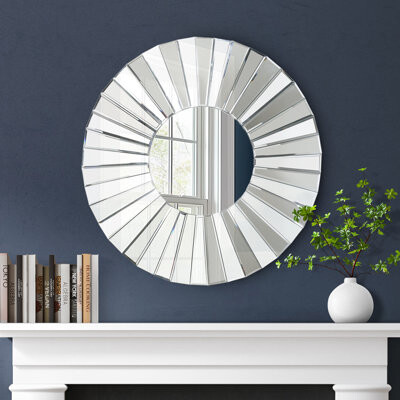LNC Home 35.4’’ W Glass Flat Wall Mirror
