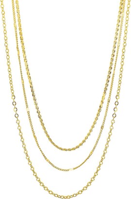 Sterling Forever Dainty 14K Goldplated Multi-Layer Chain Necklace