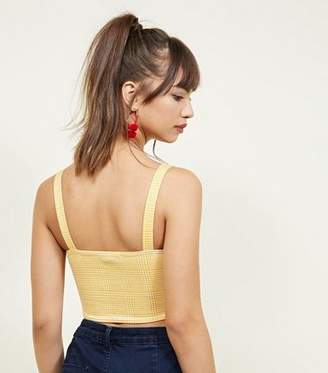 New Look Yellow Check Button Front Bralette