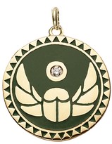 Thumbnail for your product : Foundrae Petite Green Champleve Enamel Protection Charm - Yellow Gold
