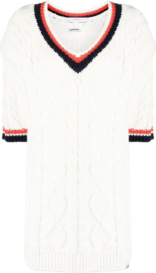 pushBUTTON Three-Quarter Sleeve Cable-Knit Top