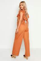 Thumbnail for your product : boohoo Plus Linen Look Wide Leg Pants