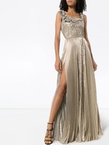 Thumbnail for your product : Oscar de la Renta Metallic Fern embroidered gown