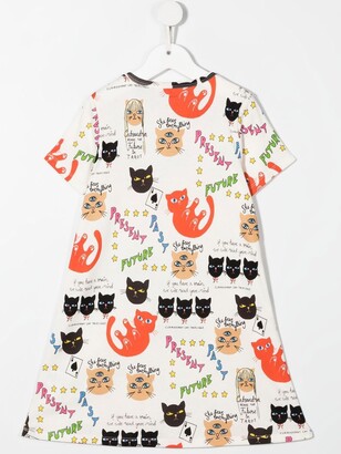 Mini Rodini Clairvoyant Cats graphic-print T-shirt dress