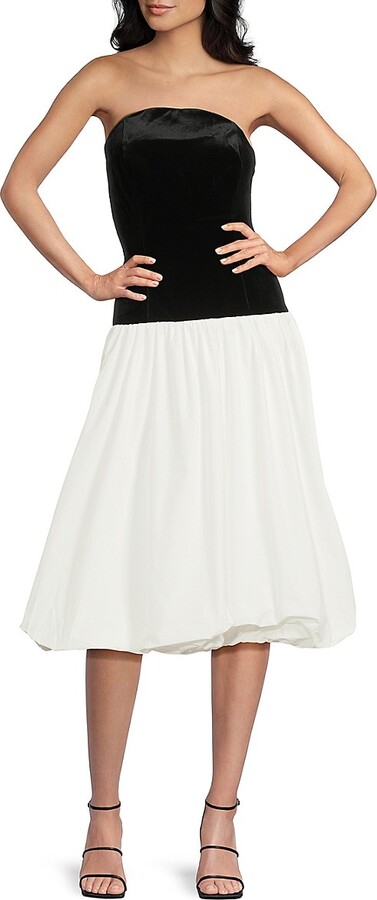 Amanda Uprichard Valencia Colorblocked Bandeau Midi-Dress