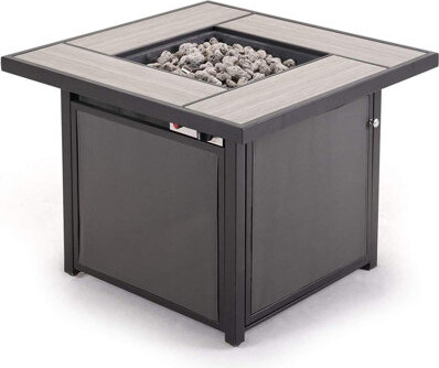 Latitude Run Outdoor 32 Inch Propane Gas Fire Pit Table Square Fire Table With PVC-coated polyester Base & Ceramic Tile PVC-coated polyester/Square