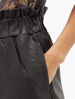 Thumbnail for your product : Ganni Elasticated-waist Leather Wide-leg Trousers - Black