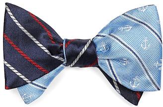 Brooks Brothers Alternating Rope Stripe and Tossed Anchor Reversible Bow Tie