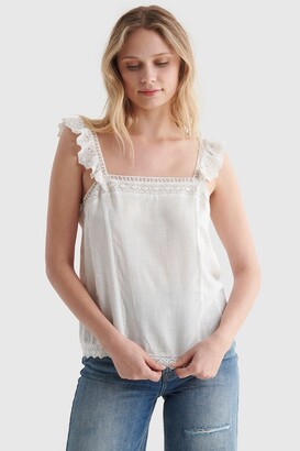 Lucky Brand Square Neck Eyelet Tank - ShopStyle Tops