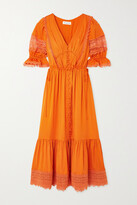 Thumbnail for your product : Self-Portrait Lace-trimmed Satin-twill Midi Dress