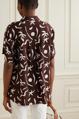 Matteau + Net Sustain Printed Organic Silk Shirt - Brown