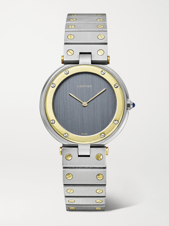 Stephanie Windsor + Cartier Vintage 1980s Vendome 32mm Stainless Steel And 18-karat Gold Watch, Ref. No. 8191 - Gray