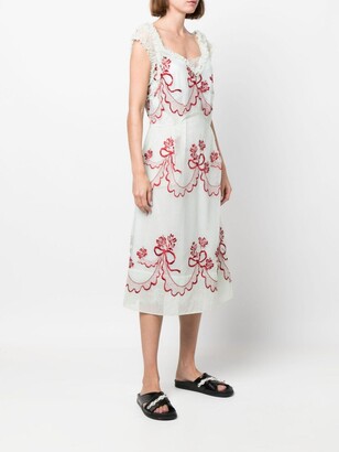 Simone Rocha Embroidered Empire-Line Dress