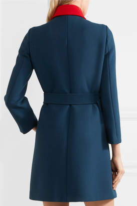Gucci Embellished Color-block Wool Coat - Royal blue
