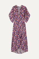 Thumbnail for your product : JALINE Kelly Open-back Printed Silk Crepe De Chine Midi Dress - Purple