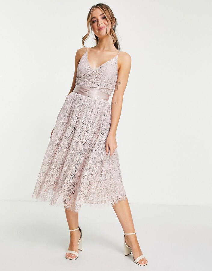 ASOS DESIGN Lace prom dress with wrap waist detail - ShopStyle